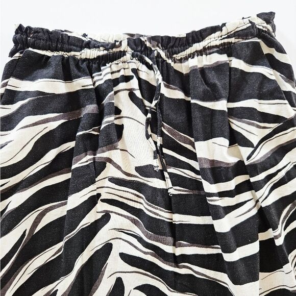 H&M Linen Blend Zebra Print A-Line Long Drawstring High Waisted Maxi Skirt M - Picture 5 of 11